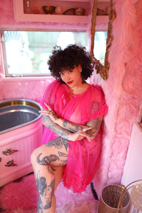 Short Frou Frou Sheer Dressing Robe
